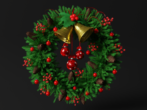 Christsmas Wreath With Bells 3D 모델