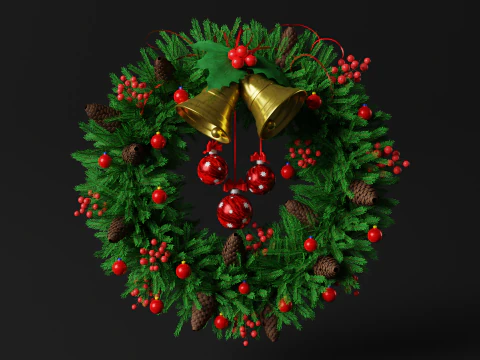 Christsmas Wreath With Bells 3D Model
