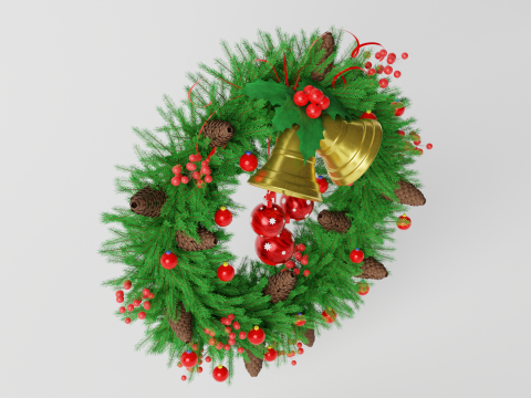 Christsmas Wreath With Bells 3D 모델