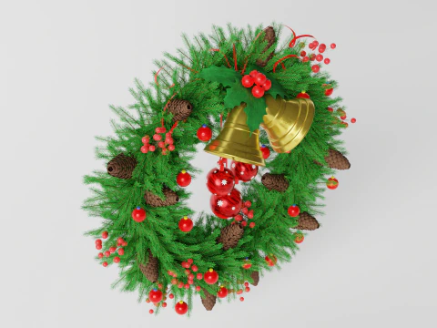 Christsmas Wreath With Bells 3D Model