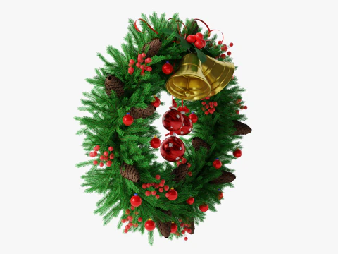 Christsmas Wreath With Bells 3D Model