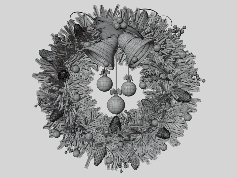 Christsmas Wreath With Bells 3D Model