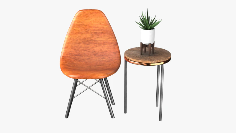 मुसब्बर के साथ कुर्सी और मेज 3D मॉडल .c4d .max .obj .3ds .fbx .stl .blend 