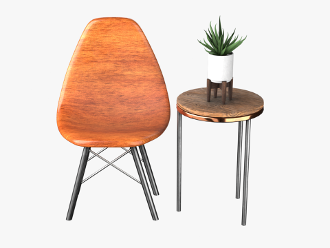 Chair And Table with aloe 3D Модель