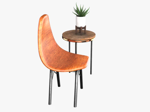 मुसब्बर के साथ कुर्सी और मेज 3D मॉडल