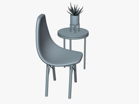 मुसब्बर के साथ कुर्सी और मेज 3D मॉडल