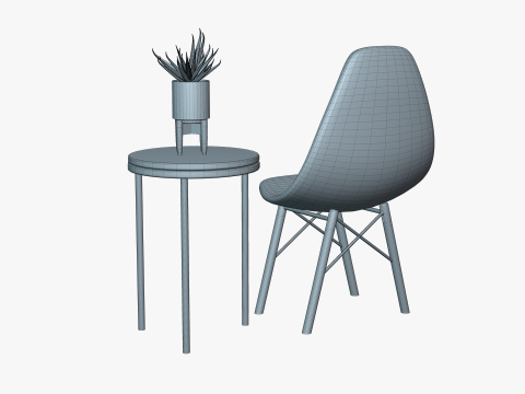 Chair And Table with aloe Model 3D