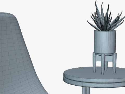 Chair And Table with aloe Model 3D