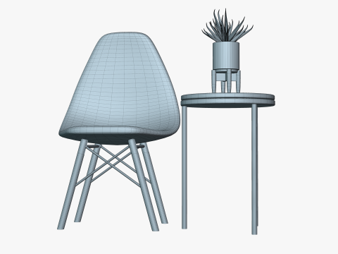 Chair And Table with aloe Model 3D