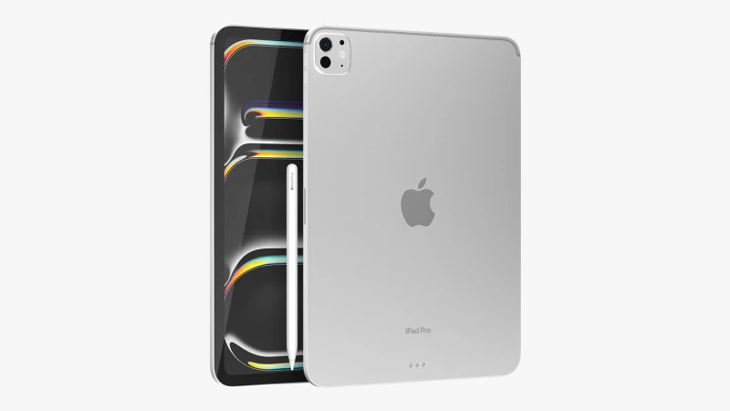 Apple iPad Pro M4 11-inch Silver 3D Model .c4d .max .obj .3ds .fbx .stl .blend