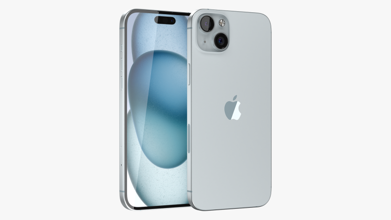 IPhone 15 Blue 3D Модель .c4d .max .obj .3ds .fbx .stl .blend