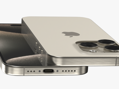 IPhone 15 Pro Natural Titanium Modello 3D