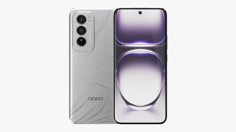 OPPO Reno 12 Astro Silver 3D Model .c4d .max .obj .3ds .fbx .stl .blend 