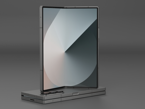 Samsung Galaxy Z Fold 6 Silver Shadow 3D Модель
