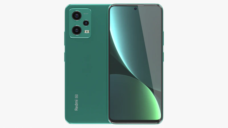 Xiaomi Redmi Note 12 Frosted Green 3D Model .c4d .max .obj .3ds .fbx .stl .blend 