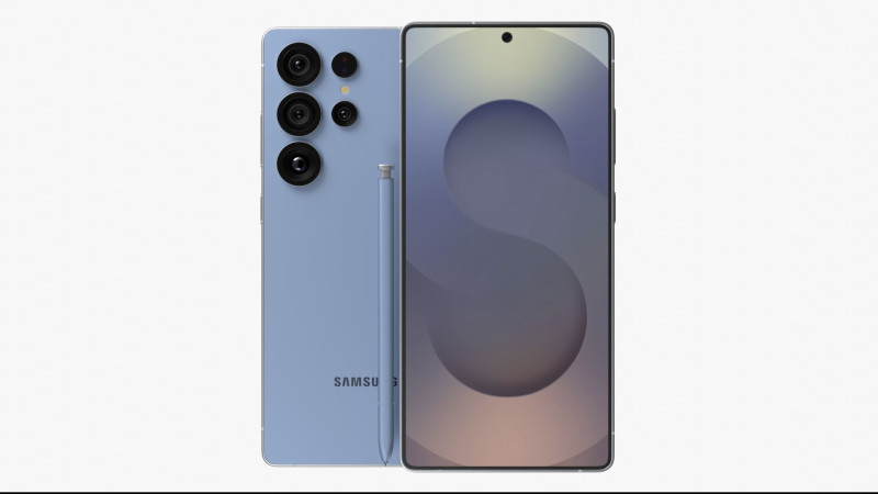 Samsung Galaxy S25 Ultra Titanium Silver Blue 3D Model .c4d .max .obj .3ds .fbx .stl .blend