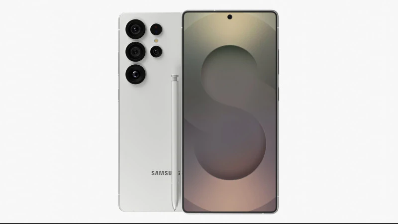 Samsung Galaxy S25 Ultra Titanium White Silver 3D Model .c4d .max .obj .3ds .fbx .stl .blend 