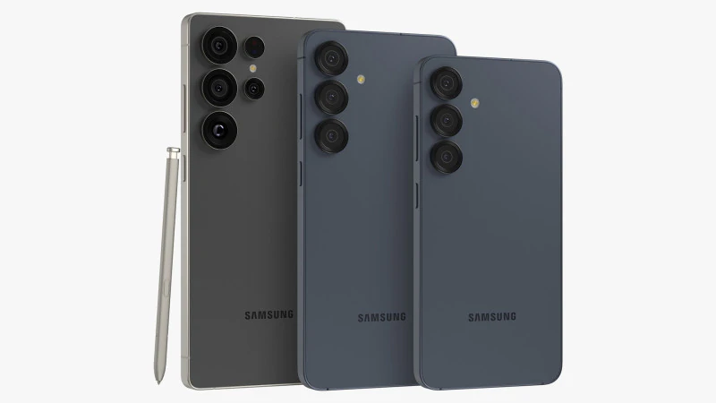 Samsung Galaxy S25 And Plus And Ultra Black 3D Model .c4d .max .obj .3ds .fbx .stl .blend 