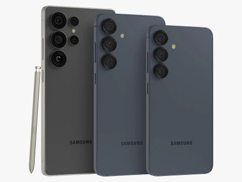 Samsung Galaxy S25 And Plus And Ultra Black 3D Model