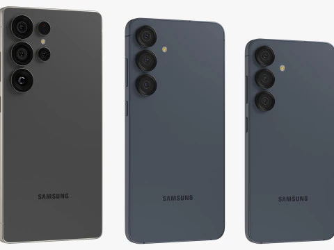 Samsung Galaxy S25 And Plus And Ultra Black 3D Model