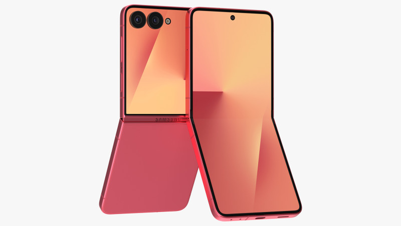 Samsung Galaxy Z Flip 7 Coralred 3D Model .c4d .max .obj .3ds .fbx .stl .blend