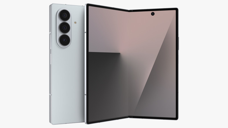Samsung Galaxy Z Fold 7 Silver Shadow 3D Model .c4d .max .obj .3ds .fbx .stl .blend