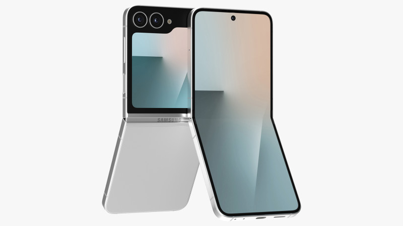Samsung Galaxy Z Flip 7 FE White 3D Модель .c4d .max .obj .3ds .fbx .stl .blend