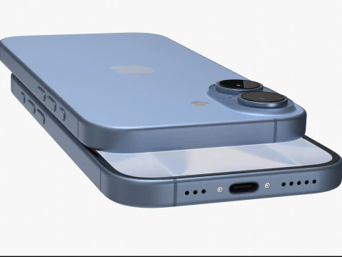 Apple iPhone 17 Mist Blue 3D Model