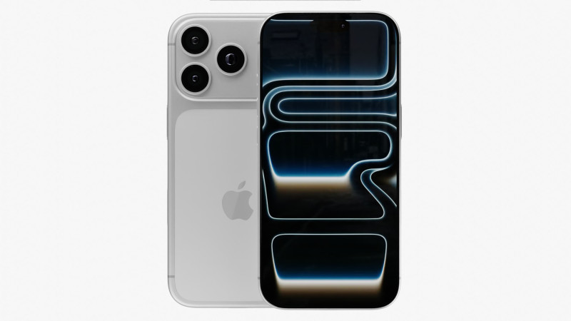 Apple iPhone 17 Pro Silver Model 3D .c4d .max .obj .3ds .fbx .stl .blend