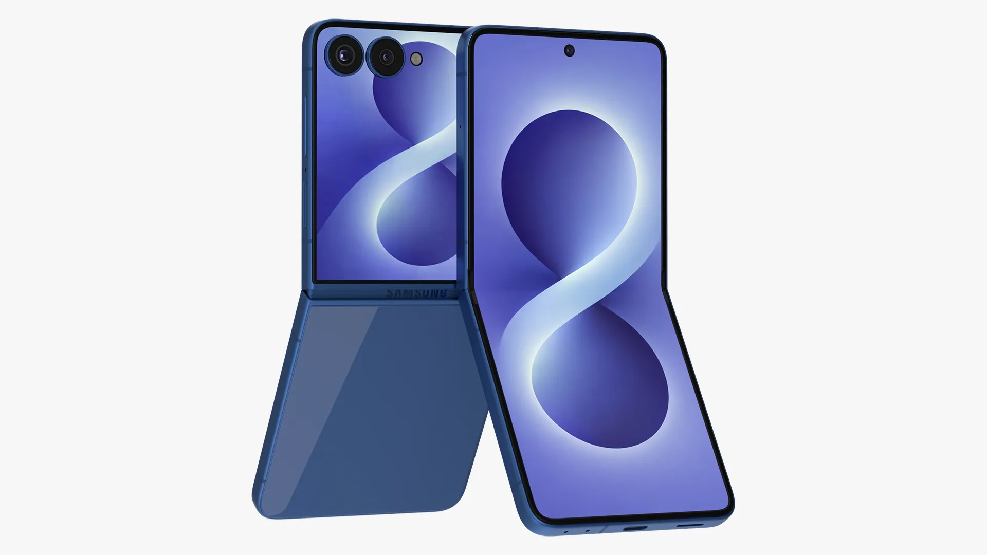 Samsung Galaxy Z Flip 8 Blue 3D Model .c4d .max .obj .3ds .fbx .stl .blend
