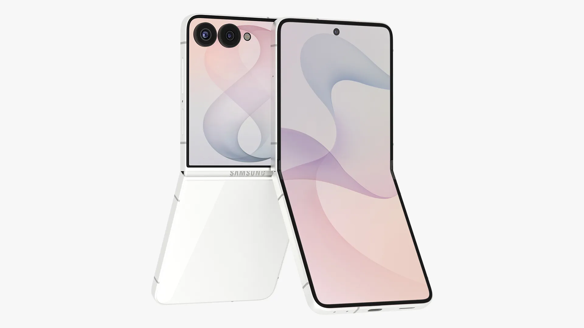 Samsung Galaxy Z Flip 8 Cream 3D Model .c4d .max .obj .3ds .fbx .stl .blend 