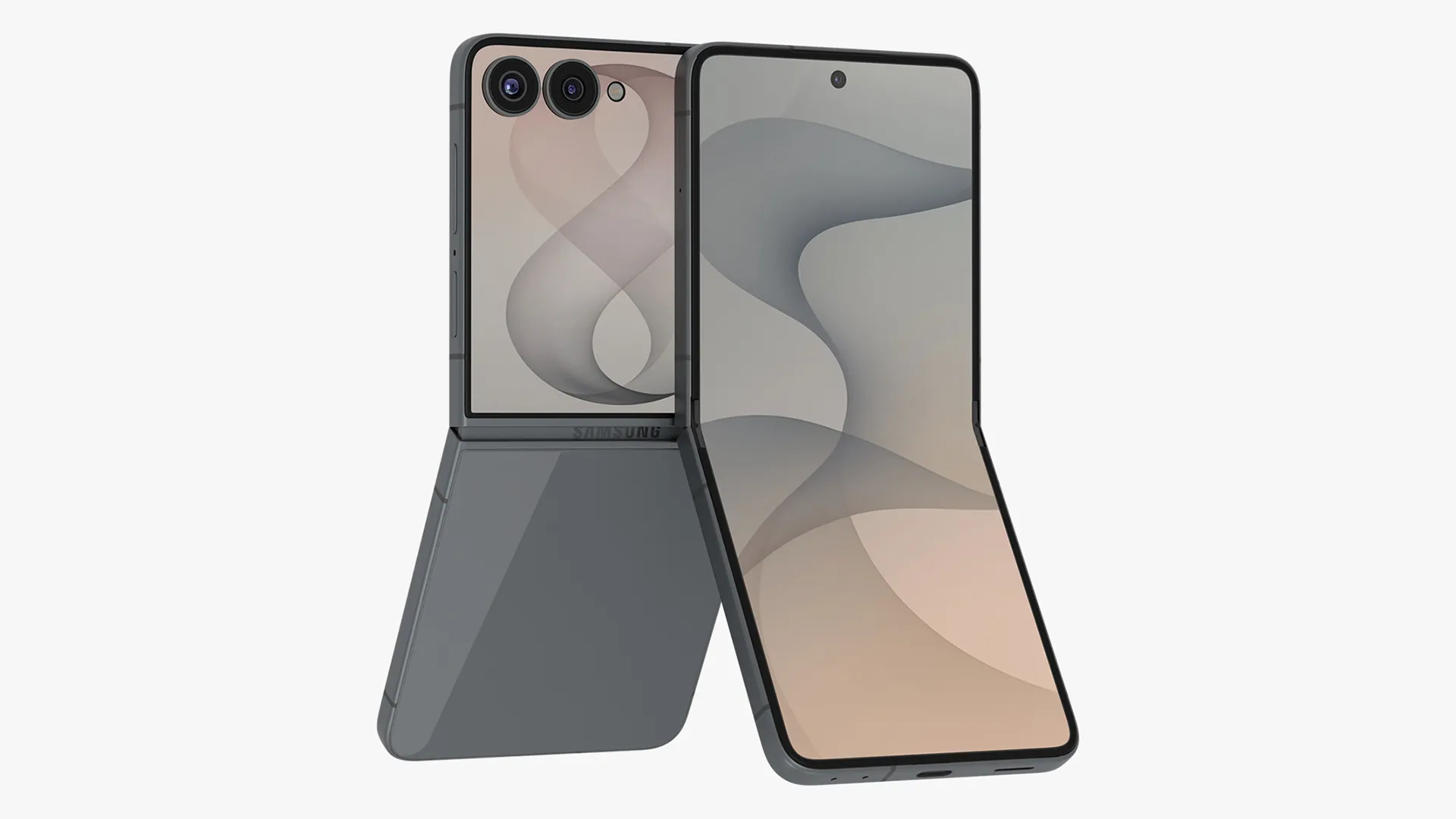 Samsung Galaxy Z Flip 8 Graphite 3D Model .c4d .max .obj .3ds .fbx .stl .blend 
