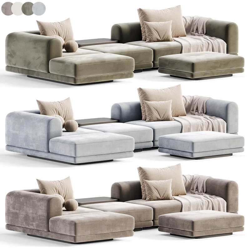 Aqueduct Corner Sofa 3D Model .c4d .max .obj .3ds .fbx .stl .blend 