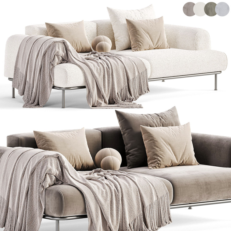 Aurum 3-seater ecru sofa 3D Model .c4d .max .obj .3ds .fbx .stl .blend