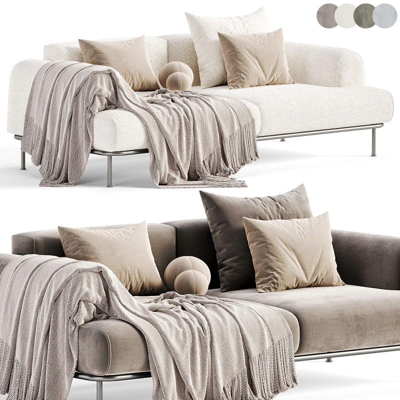 Aurum 3-seater ecru sofa 3D Model .c4d .max .obj .3ds .fbx .stl .blend 