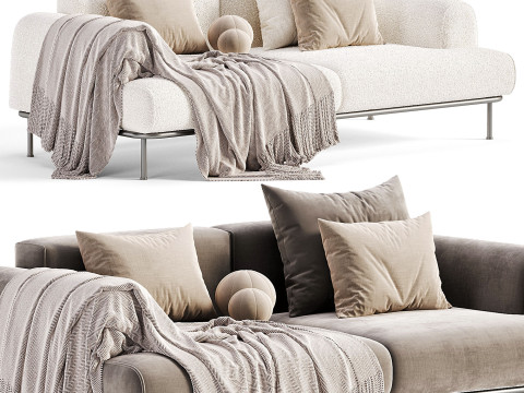 Aurum 3-seater ecru sofa Modello 3D