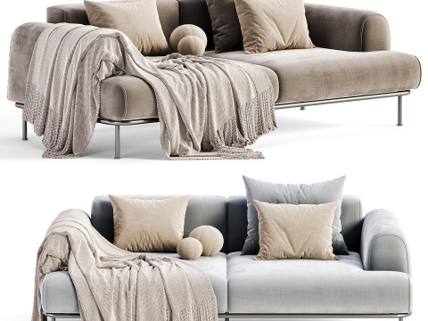 Aurum 3-seater ecru sofa 3D Model