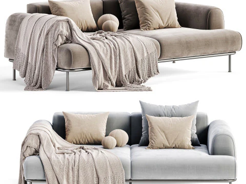 Aurum 3-seater ecru sofa 3D Model