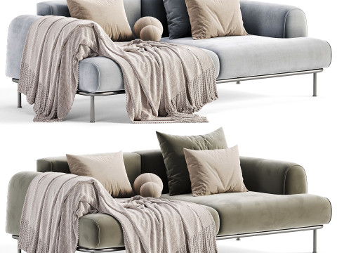 Aurum 3-seater ecru sofa 3D Model