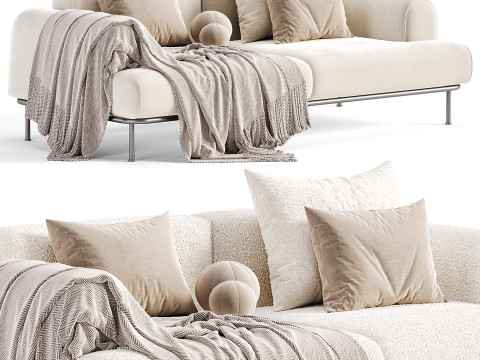 Aurum 3-seater ecru sofa 3D Model