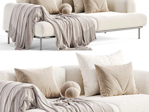 Aurum 3-seater ecru sofa 3D Model