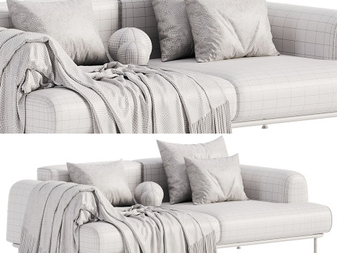 Aurum 3-seater ecru sofa 3D Model