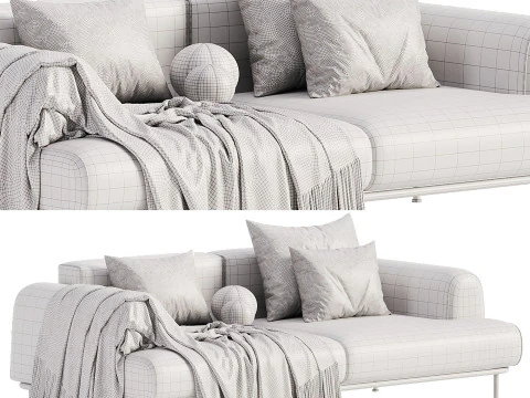 Aurum 3-seater ecru sofa 3D Model
