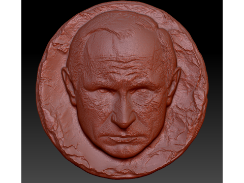 Putin Face Medal 3D Model