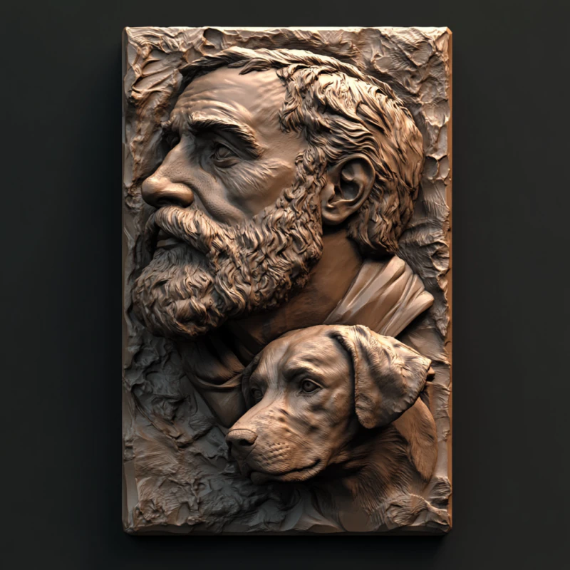 Man and dog 3D Model .c4d .max .obj .3ds .fbx .stl .blend 