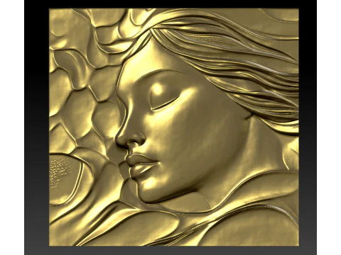 Pannello da parete moderno in bassorilievo con volto femminile per la stampa 3D CNC Modello di stampa 3D