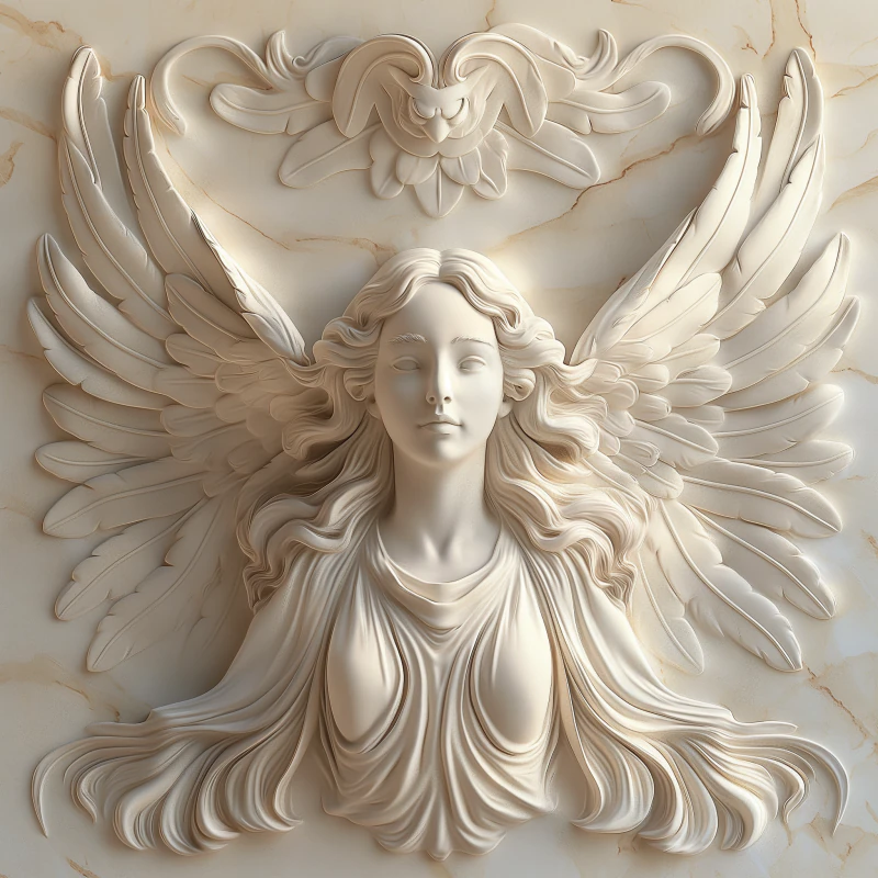 Angel Bas-Relief Wall Panel Decorative Wings Sculpture STL 3D Print Model .c4d .max .obj .3ds .fbx .stl .blend