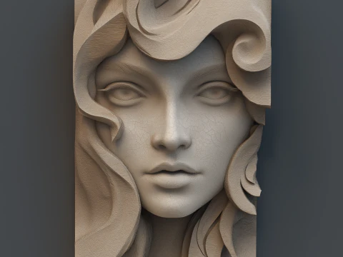 3D рельефная настенная декоративная панель для женского лица в стиле модерн с ЧПУ STL 3D Принт Модель
