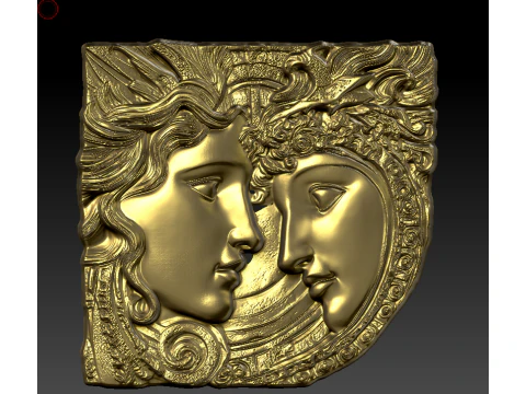 Mythologie Couple Faces Bas-Relief Panneau de pierre romantique STL pour CNC Modèles 3D en vedette