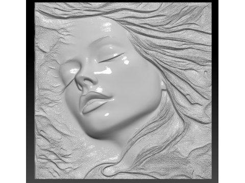 Beautiful Women Faces Bas-Relief Pack 3 Mod&egrave;les STL pour impression 3D CNC Modèles 3D en vedette